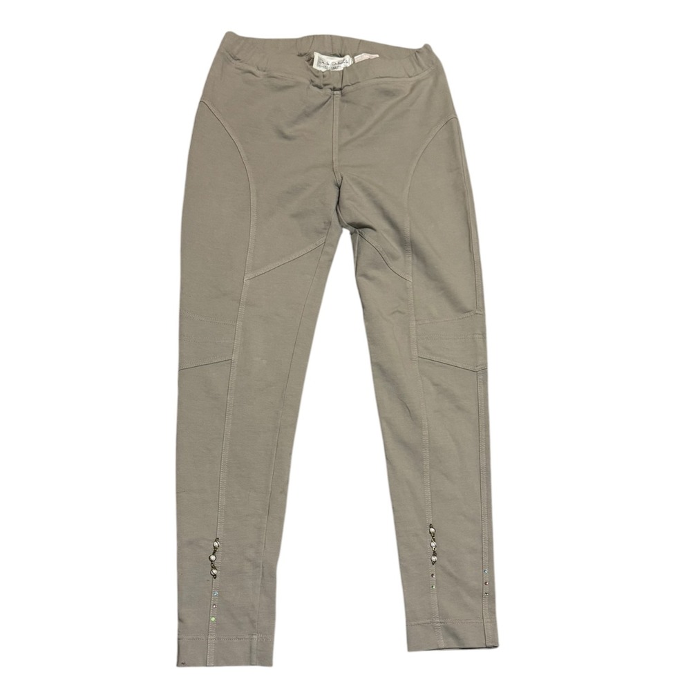 Elisa Cavaletti Daniela Dallavalle Tan taupe SzL Embellished pearl moto leggings